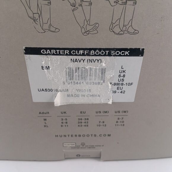 Hunter Garter Cuff Boot Socks NAVY Hunter Original Size L NIB - Picture 3 of 3